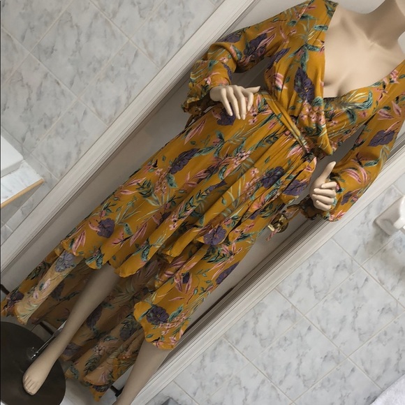 LAST 1! SIZE SMALL! Mustard & Lilac Maxi Dress - Picture 7 of 8